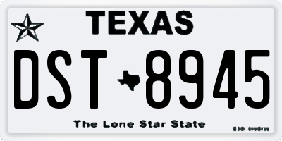 TX license plate DST8945