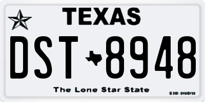 TX license plate DST8948