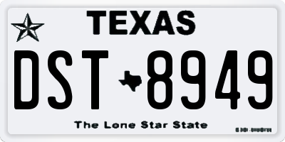 TX license plate DST8949