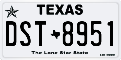 TX license plate DST8951