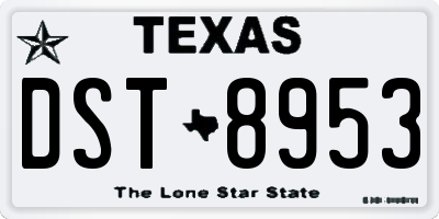 TX license plate DST8953