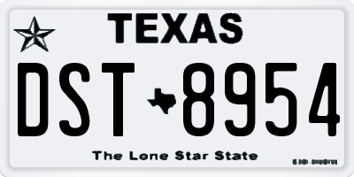 TX license plate DST8954