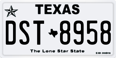 TX license plate DST8958