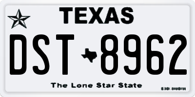 TX license plate DST8962