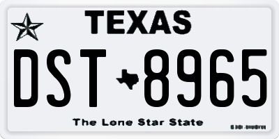 TX license plate DST8965
