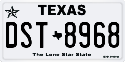 TX license plate DST8968