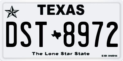TX license plate DST8972