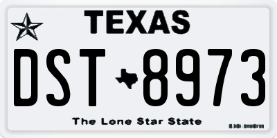 TX license plate DST8973
