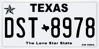 TX license plate DST8978