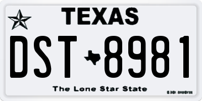 TX license plate DST8981