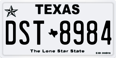 TX license plate DST8984