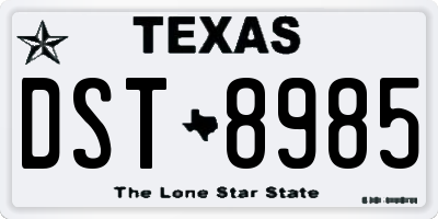 TX license plate DST8985
