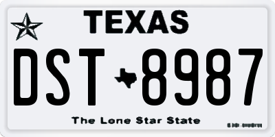 TX license plate DST8987