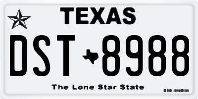 TX license plate DST8988