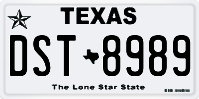 TX license plate DST8989