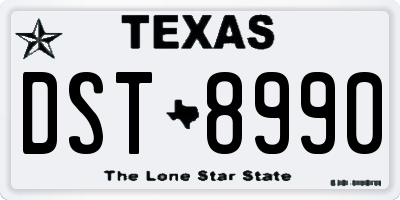 TX license plate DST8990