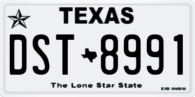 TX license plate DST8991