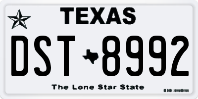 TX license plate DST8992