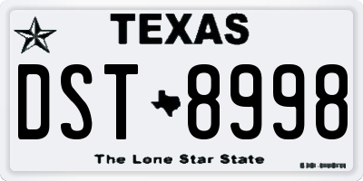 TX license plate DST8998