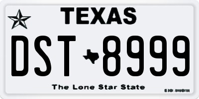 TX license plate DST8999