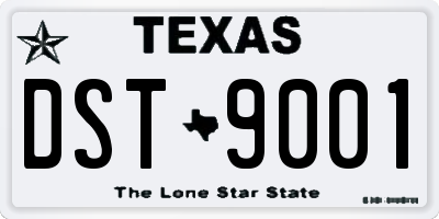 TX license plate DST9001