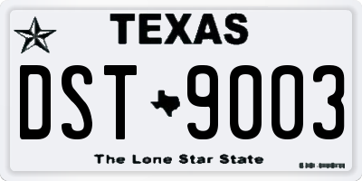 TX license plate DST9003