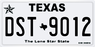 TX license plate DST9012