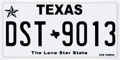 TX license plate DST9013