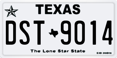TX license plate DST9014