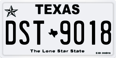 TX license plate DST9018