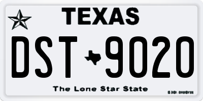 TX license plate DST9020