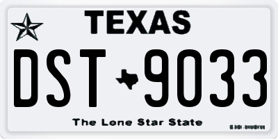 TX license plate DST9033