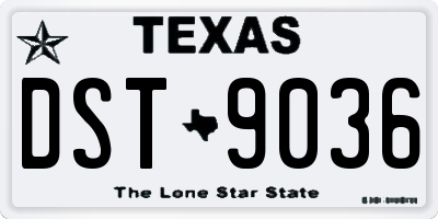 TX license plate DST9036