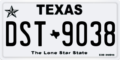 TX license plate DST9038