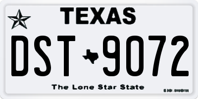 TX license plate DST9072