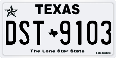 TX license plate DST9103