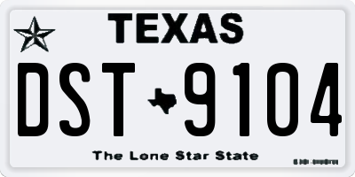 TX license plate DST9104