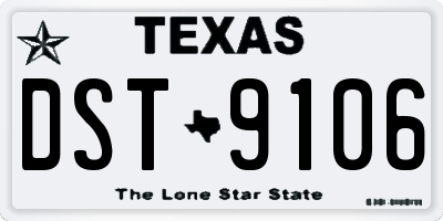 TX license plate DST9106