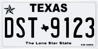 TX license plate DST9123