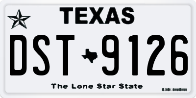 TX license plate DST9126