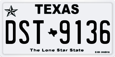 TX license plate DST9136