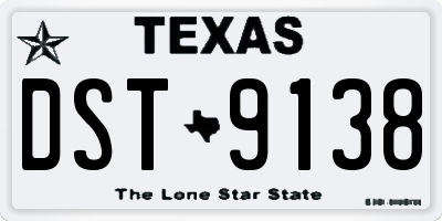 TX license plate DST9138