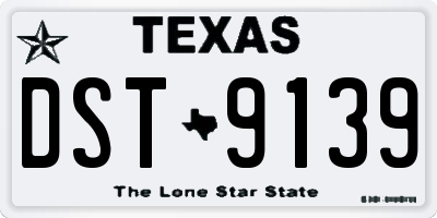 TX license plate DST9139