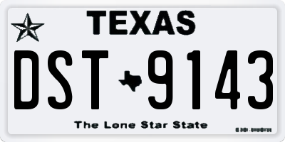 TX license plate DST9143
