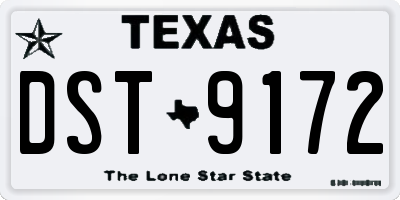 TX license plate DST9172