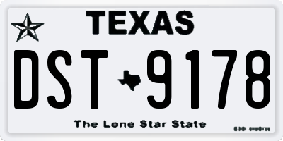 TX license plate DST9178