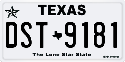 TX license plate DST9181