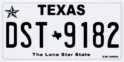 TX license plate DST9182