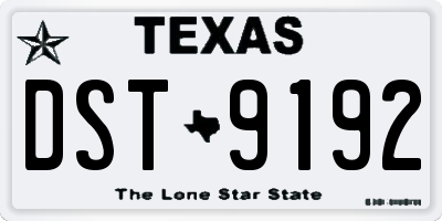 TX license plate DST9192