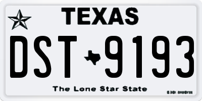 TX license plate DST9193